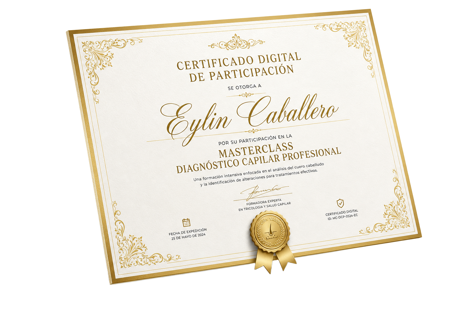 Certificado digital de Eylin Caballero - Masterclass Diagnóstico Capilar